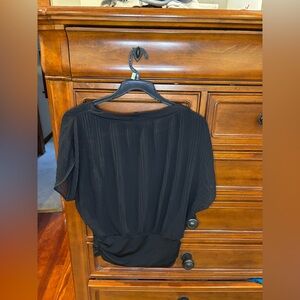White House Black Market Black Pleated Blouson Top – XS